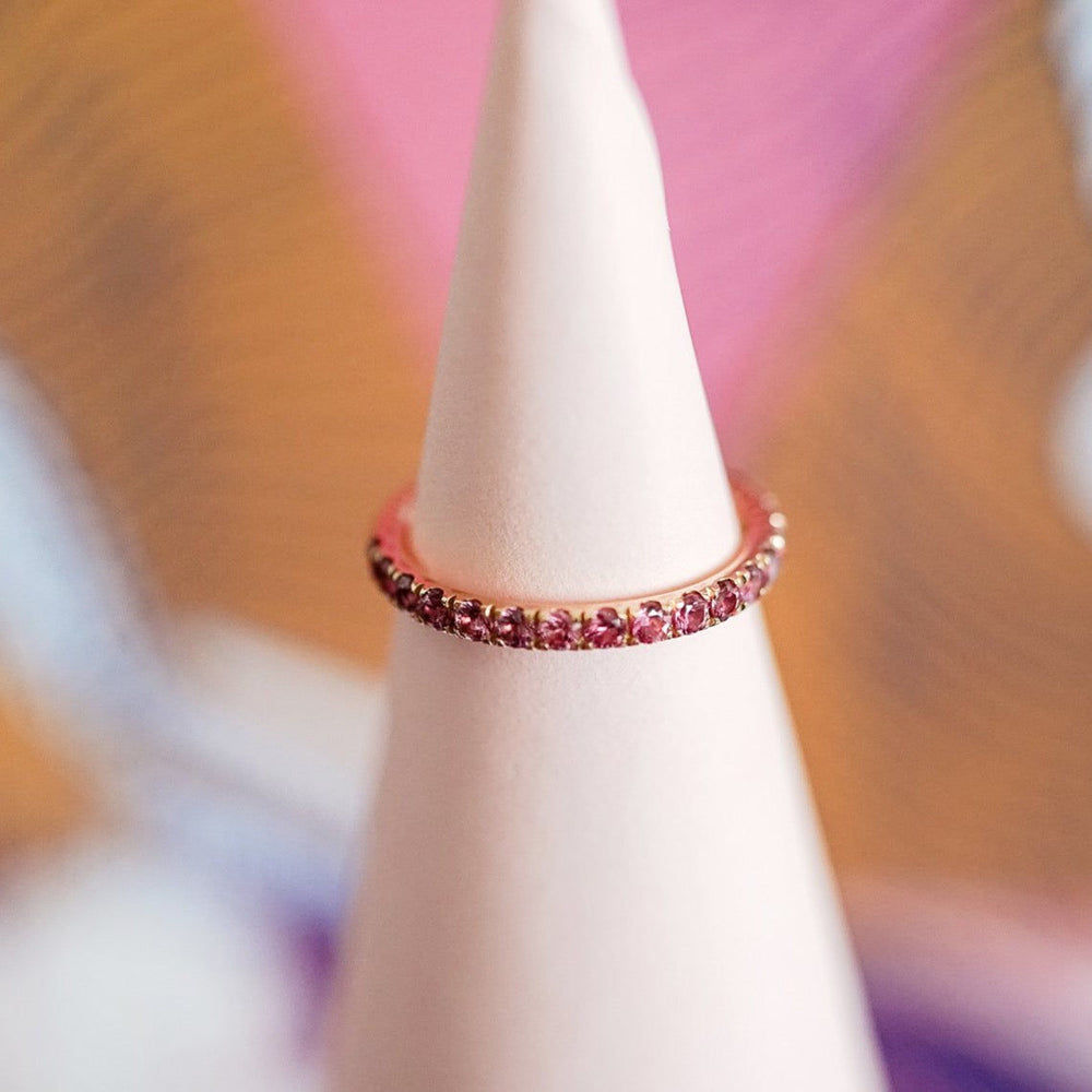 Candy Eternity Rosa 18K Rosaguld Ring m. Safirer