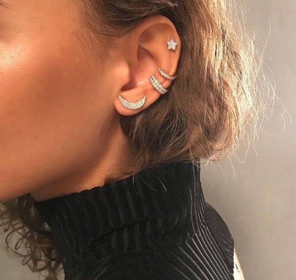 Moon Universe Large 18K Gold, Rosegold or Whitegold Studs w. Diamonds