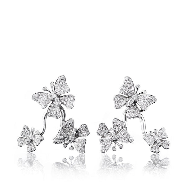 Fairytale Dancing Butterfly 18K Gold, Rosegold or Whitegold Studs w. Diamonds