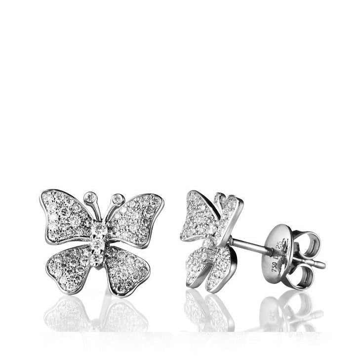 Fairytale Butterfly X-Large 18K Gold, Rosegold or Whitegold Studs w. Diamonds