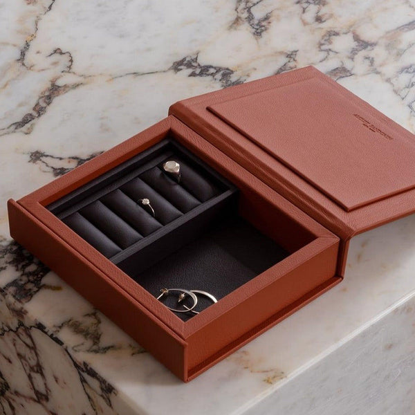 Apricot Leather Jewelry Box, Small