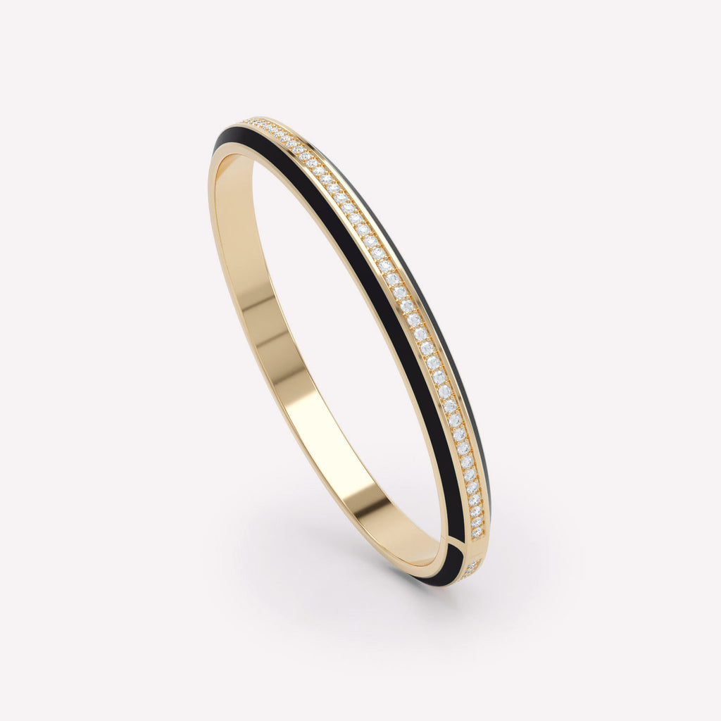 Eternity Black 18K Gold Bangle w. Lab-Grown Diamonds