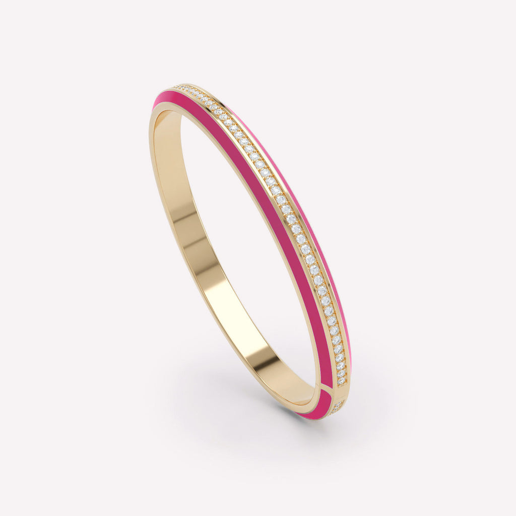 Eternity Pink 18K Gold Bangle w. Lab-Grown Diamonds