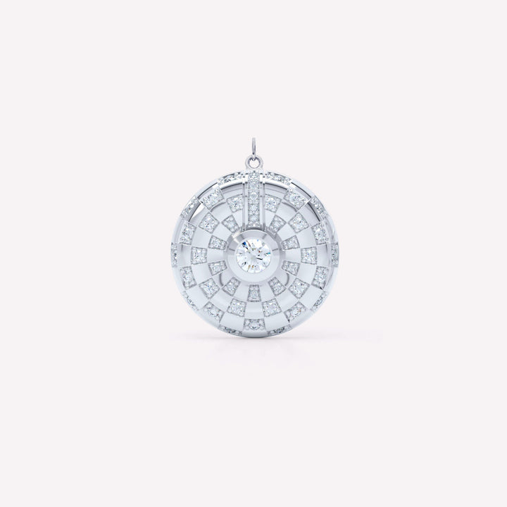 Toi et Moi Checkerboard 18K Whitegold Pendant w. Lab-Grown Diamonds