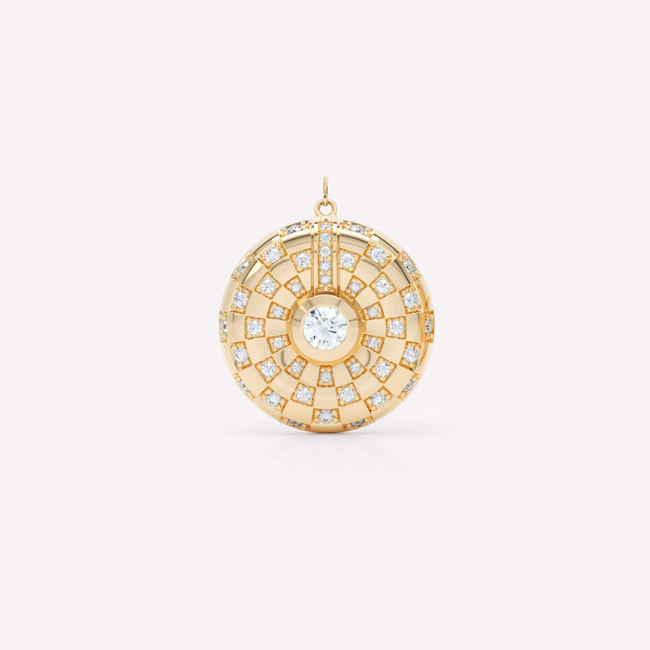 Toi et Moi Checkerboard 18K Gold Pendant w. Lab-Grown Diamonds