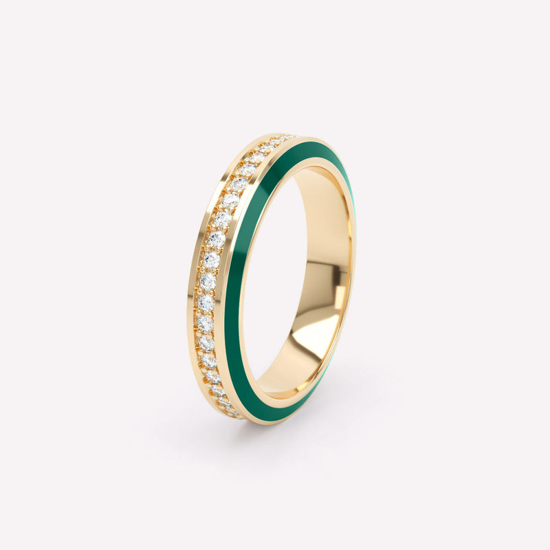 Eternity Green 4mm 18K Gold Ring w. Lab-Grown Diamonds