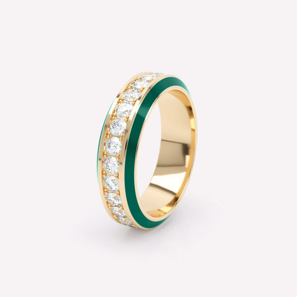 Eternity Grøn 6mm 18K Guld Ring m. Lab-Grown Diamanter