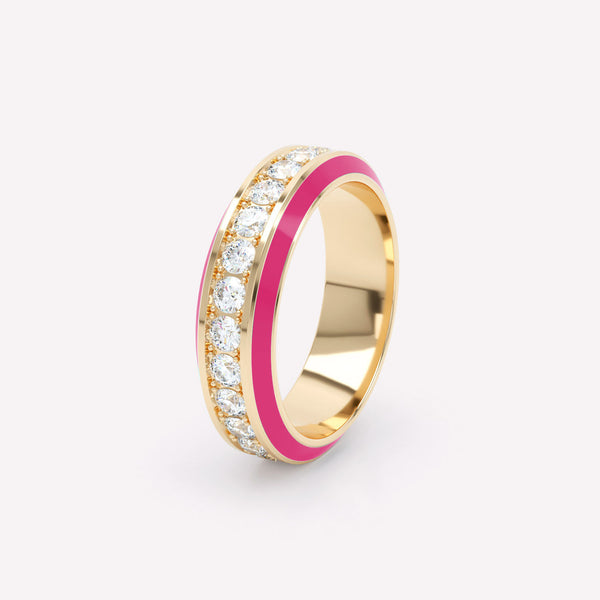 Eternity Pink 6mm 18K Gold Ring w. Lab-Grown Diamonds