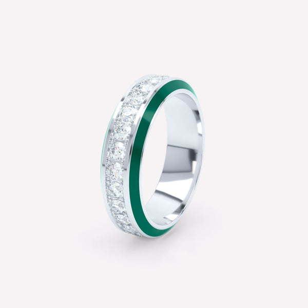 Eternity Grøn 6mm 18K Hvidguld Ring m. Lab-Grown Diamanter
