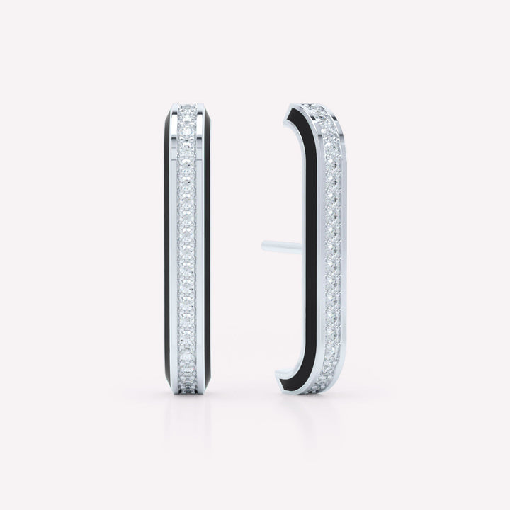Eternity Black 18K Whitegold Ear Cuffs w. Lab-Grown Diamonds