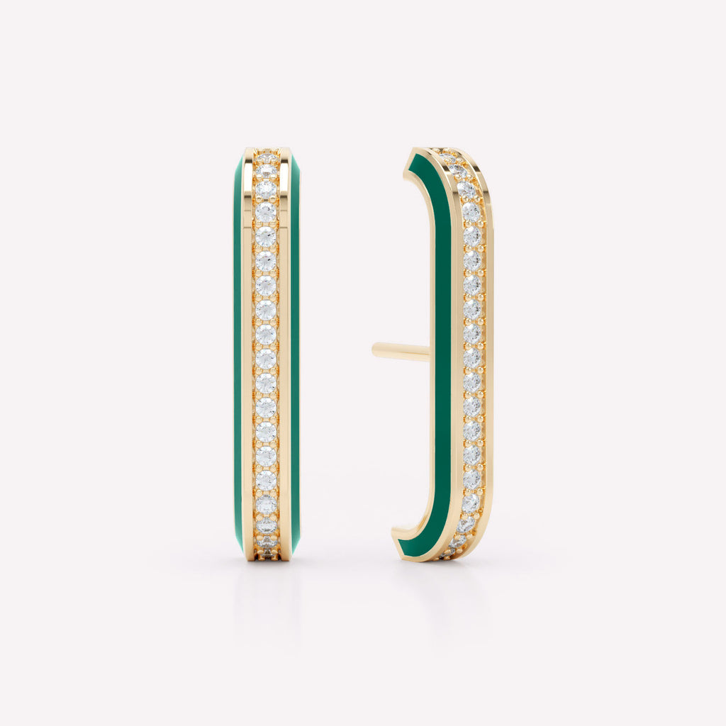 Eternity Green 18K Gold Ear Cuffs w. Lab-Grown Diamonds