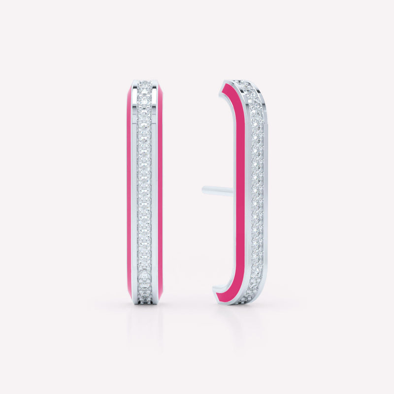 Eternity Pink 18K Whitegold Ear Cuffs w. Lab-Grown Diamonds