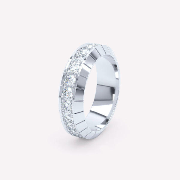 Eternity Engraved 6mm 18K Whitegold Ring w. Lab-Grown Diamonds