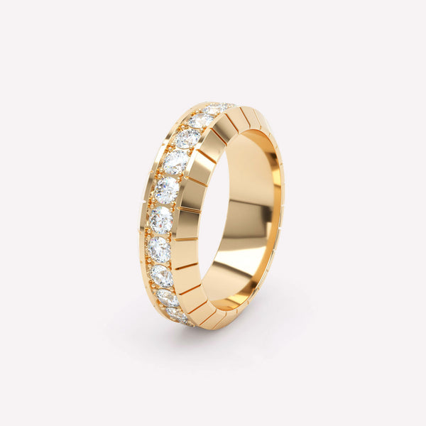 Eternity Engraved 6mm 18K Gold Ring w. Lab-Grown Diamonds