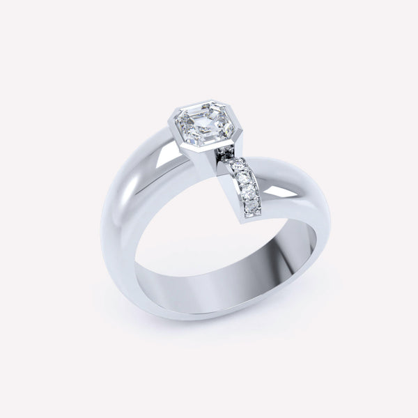 Toi et Moi polierter Asscher Ring aus 18K Weißgold I Labor-Diamanten