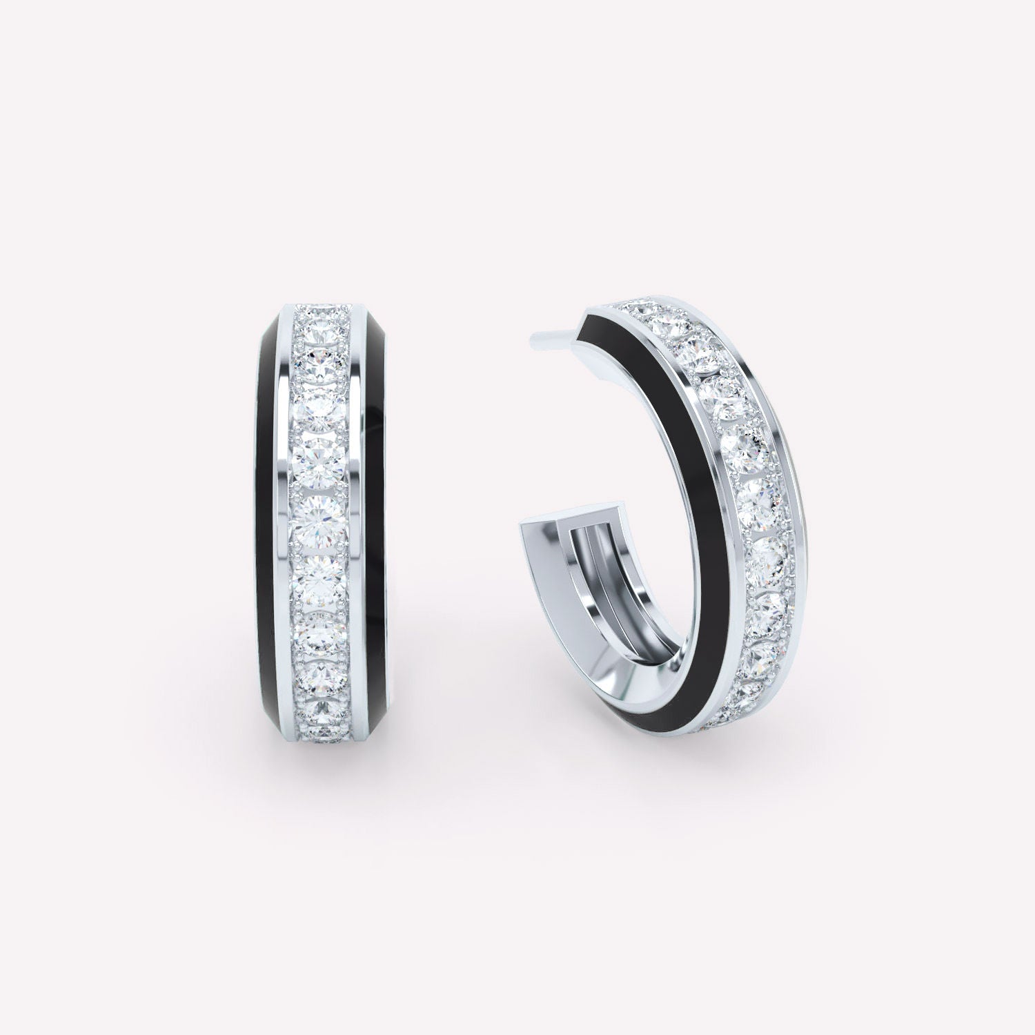 Eternity Sorte 18K Hvidguld Øreringe m. Lab-Grown Diamanter