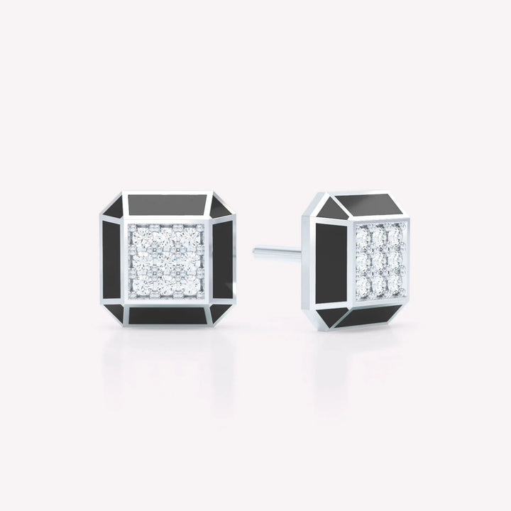 Eternity Black 18K Whitegold Studs w. Lab-Grown Diamonds