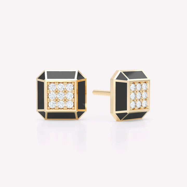 Eternity Black 18K Gold Studs w. Lab-Grown Diamonds