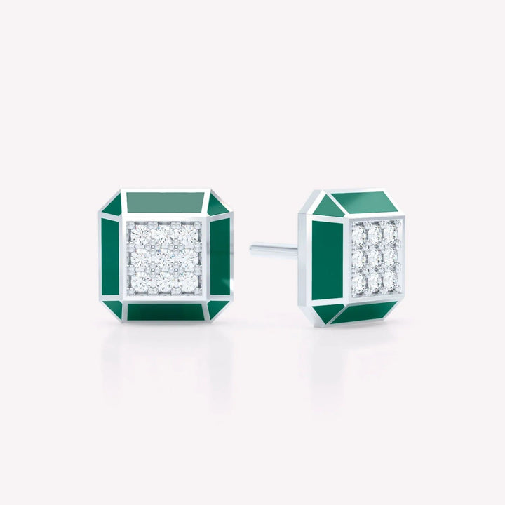 Eternity green 18K Whitegold Studs w. Lab-Grown Diamonds