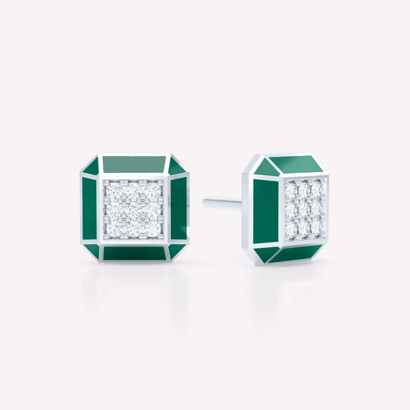Eternity Grønne 18K Hvidguld Studs m. Lab-Grown Diamanter