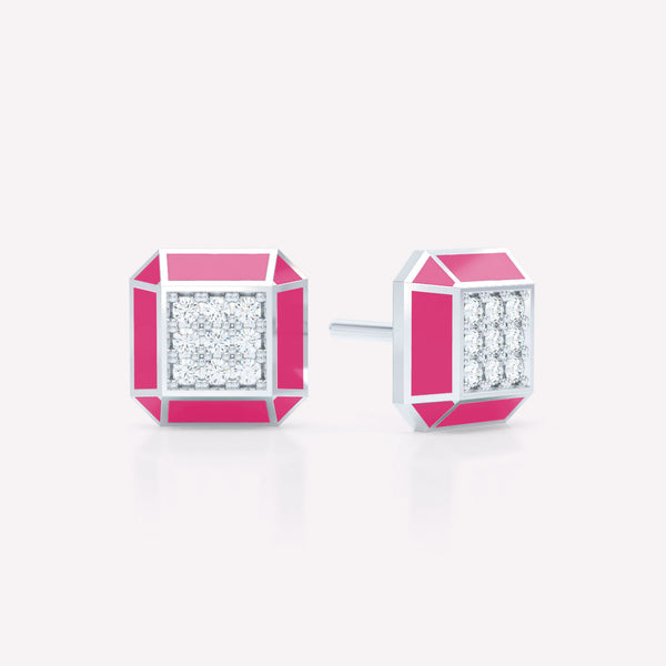 Eternity pink 18K Hvidguld Studs m. Lab-Grown Diamanter