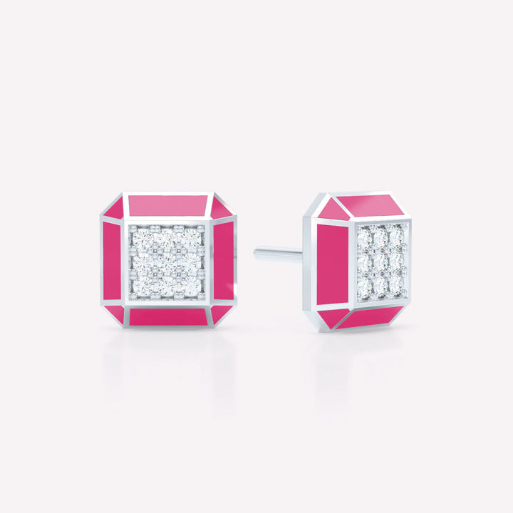 Eternity Pink 18K Whitegold Studs w. Lab-Grown Diamonds