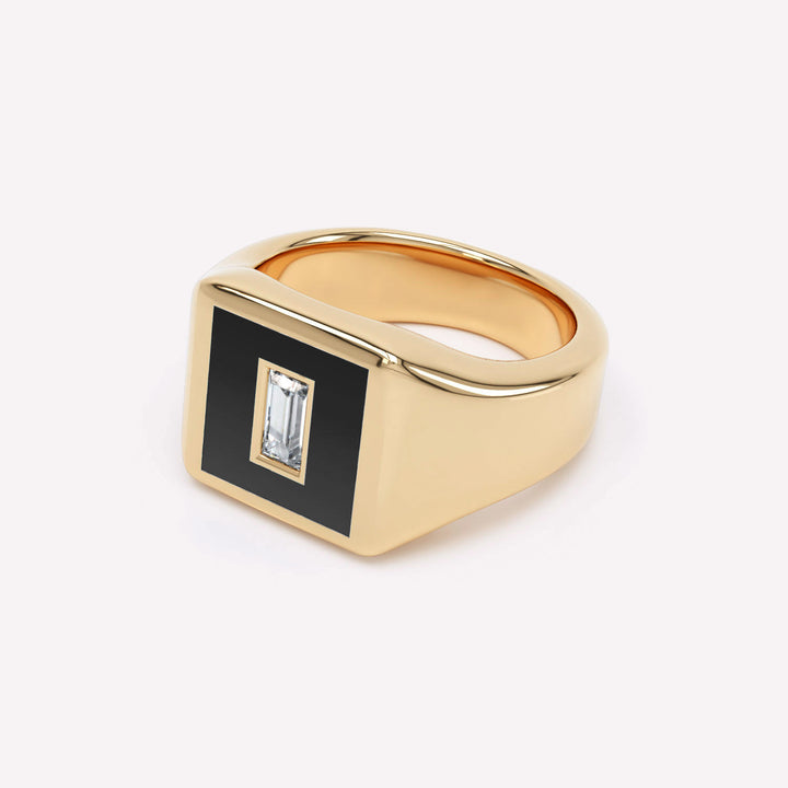 Eternity Sort 14K Guld Signet Ring m. Lab-Grown Diamant