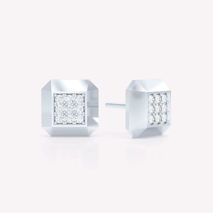 Eternity polished 18K Whitegold Studs w. Lab-Grown Diamonds