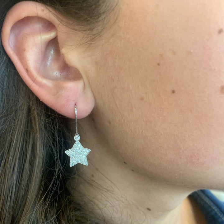 Star 18K Gold, Rosegold or Whitegold Earrings w. Diamonds