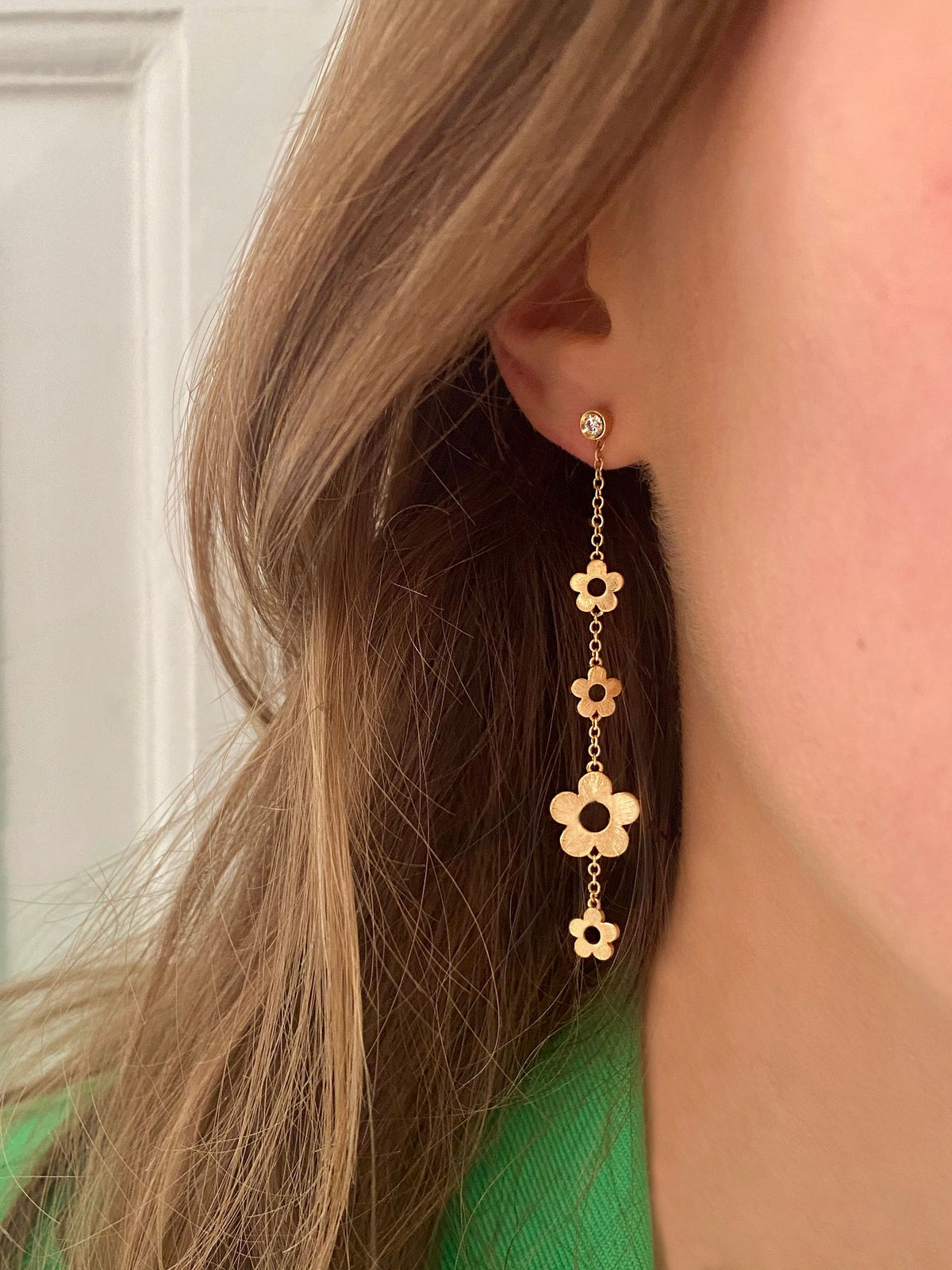 Flower Power 18K Guld Ear Jacket m. Diamanter