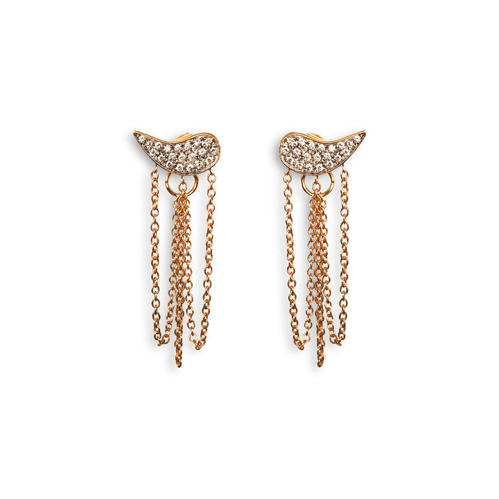 Drip Drop 18K Rosaguld Øreringe m. Diamanter