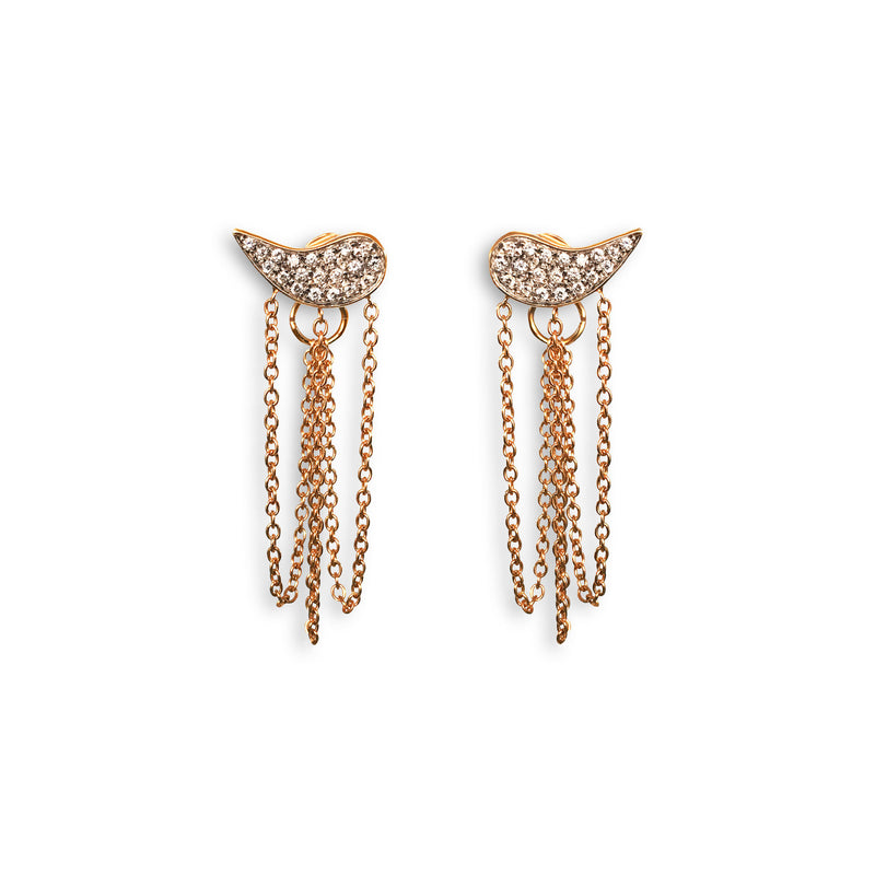 Drip Drop 18K Rosegold Earrings w. Diamonds