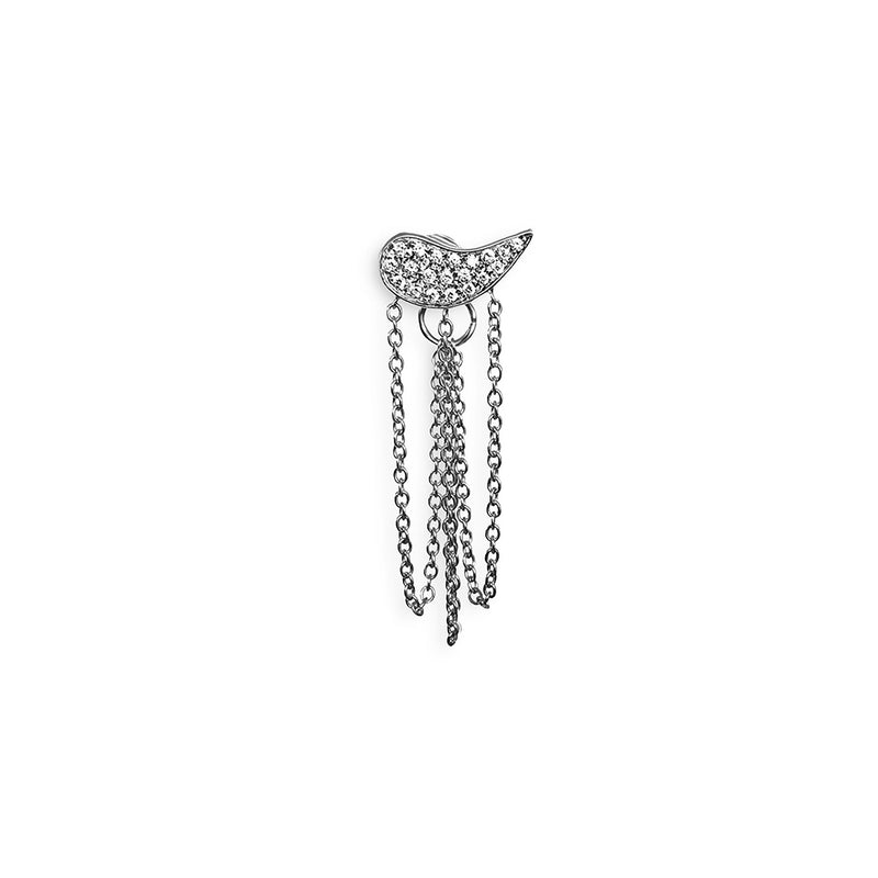 Drip Drop single 18K Whitegold Earring w. Diamonds