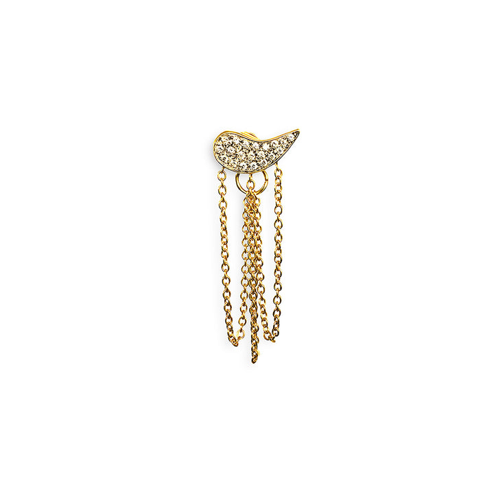 Drip Drop single 18K Gold Earring w. Diamonds