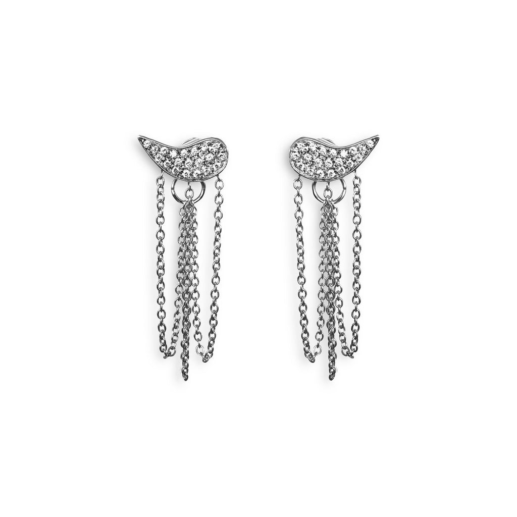 Drip Drop 18K Whitegold Earrings w. Diamonds
