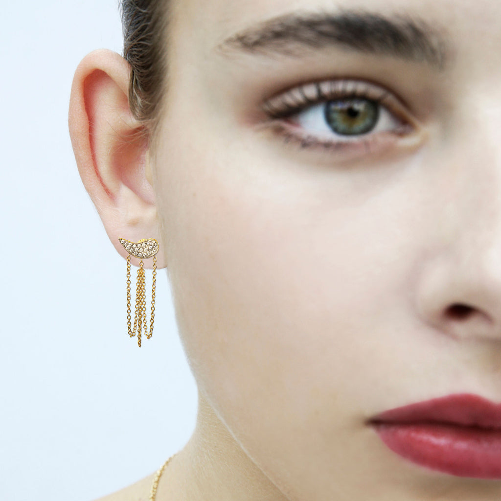 Drip Drop 18K Gold Earrings w. Diamonds