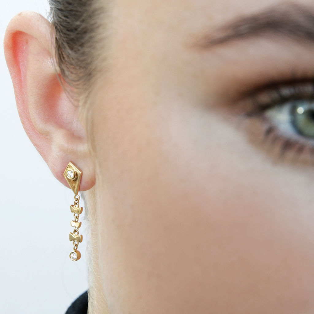 Kite 18K Gold Earrings w. Diamonds