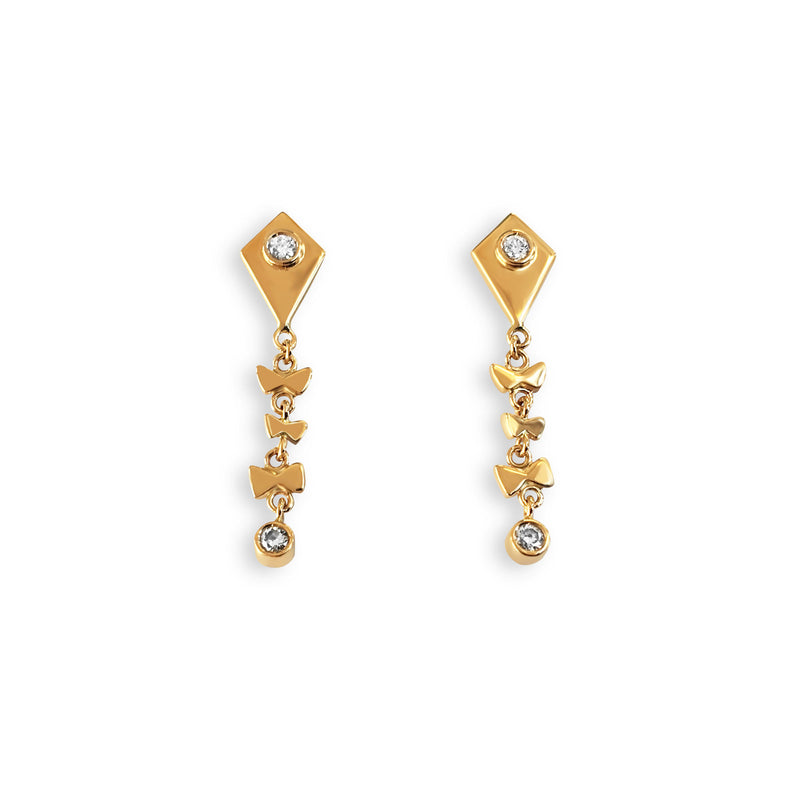 Kite 18K Gold Earrings w. Diamonds