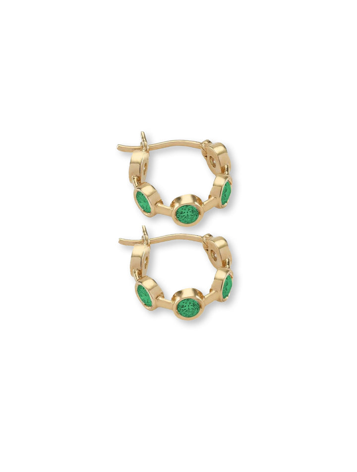 On The Rocks 18K Gold Hoops w. Emeralds