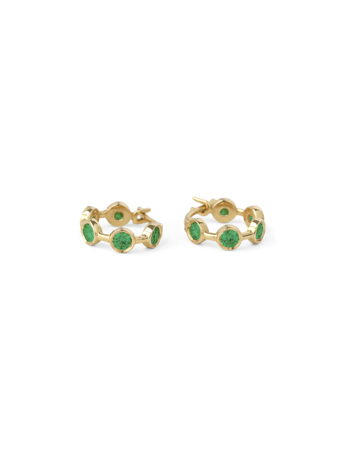 On The Rocks 18K Gold Hoops w. Emeralds