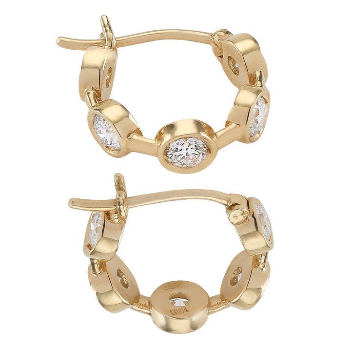 Big On The Rocks 18K Gold Hoops w. Diamonds