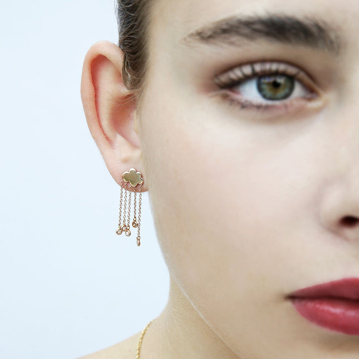 Rain Cloud 18K Gold Earrings w. Diamonds