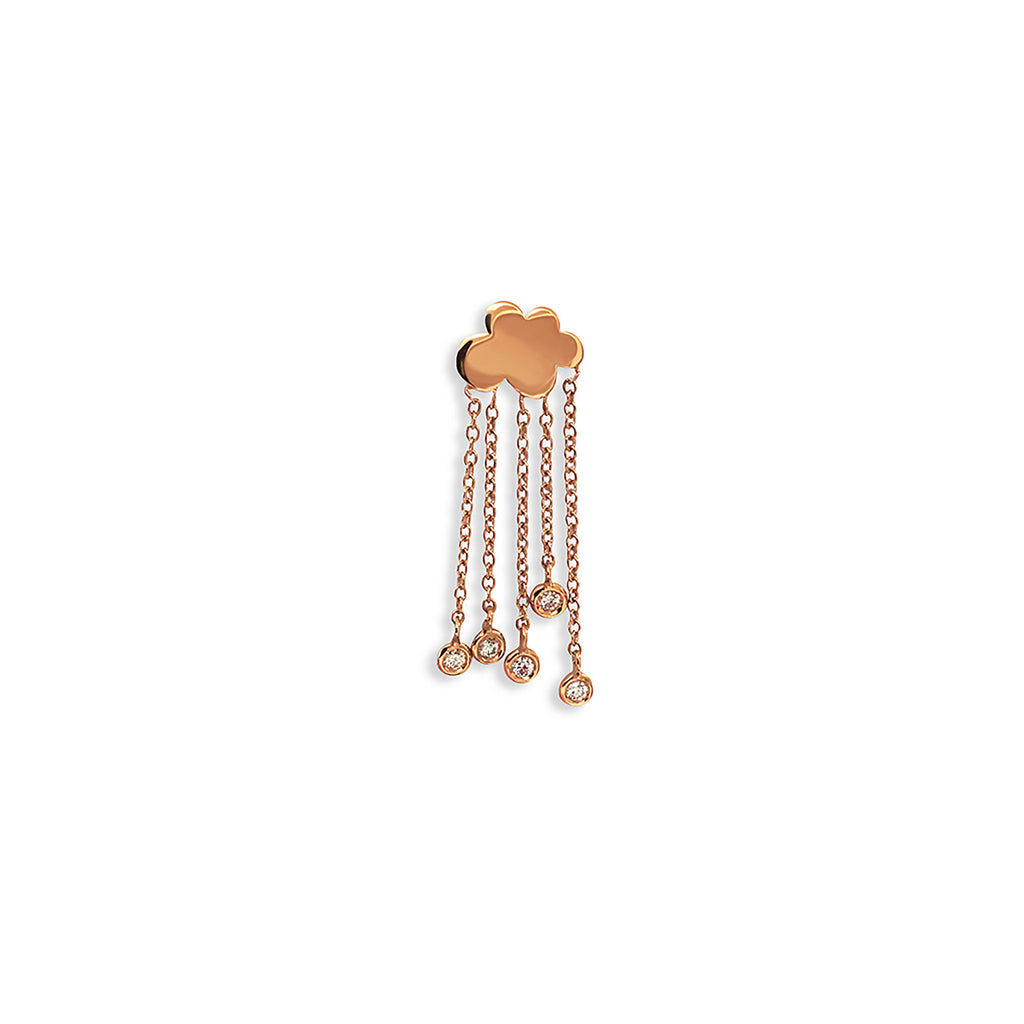 Rain Cloud Single 18K Rosegold Earring w. Diamonds