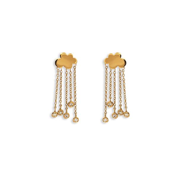 Rain Cloud 18K Gold Earrings w. Diamonds