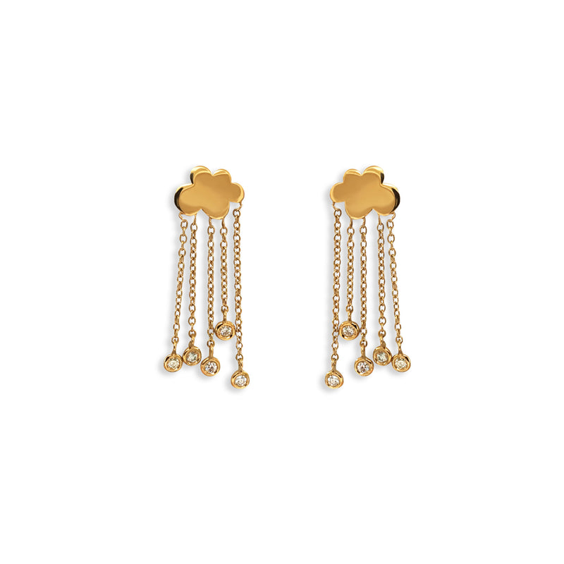 Rain Cloud 18K Gold Earrings w. Diamonds