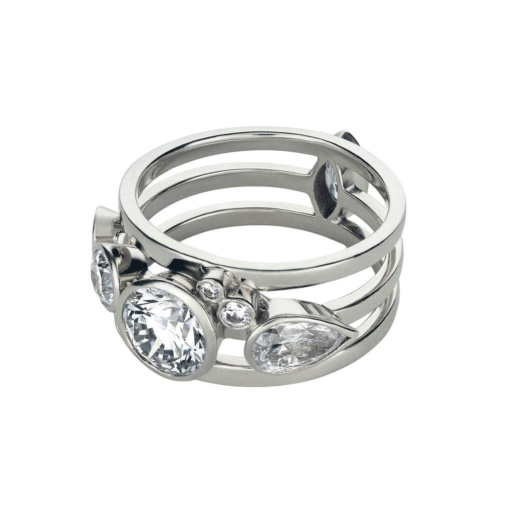 High Five 18K Whitegold Ring w. Diamonds