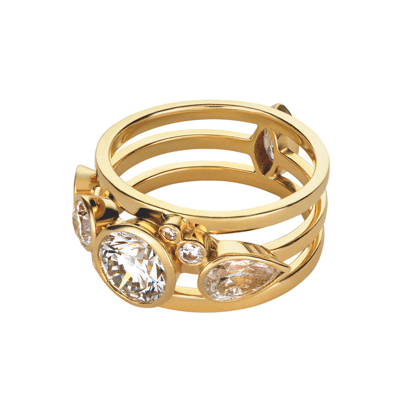 High Five 18K Guld Ring m. Diamanter