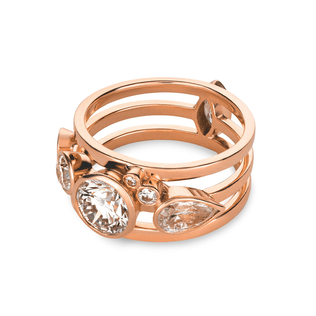 High Five 18K Rosegold Ring w. Diamonds