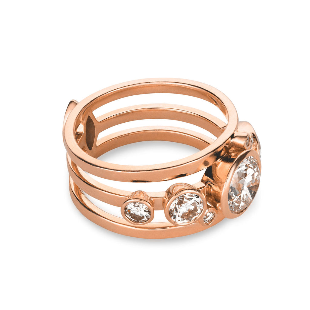 High Five 18K Rosegold Ring w. Diamonds