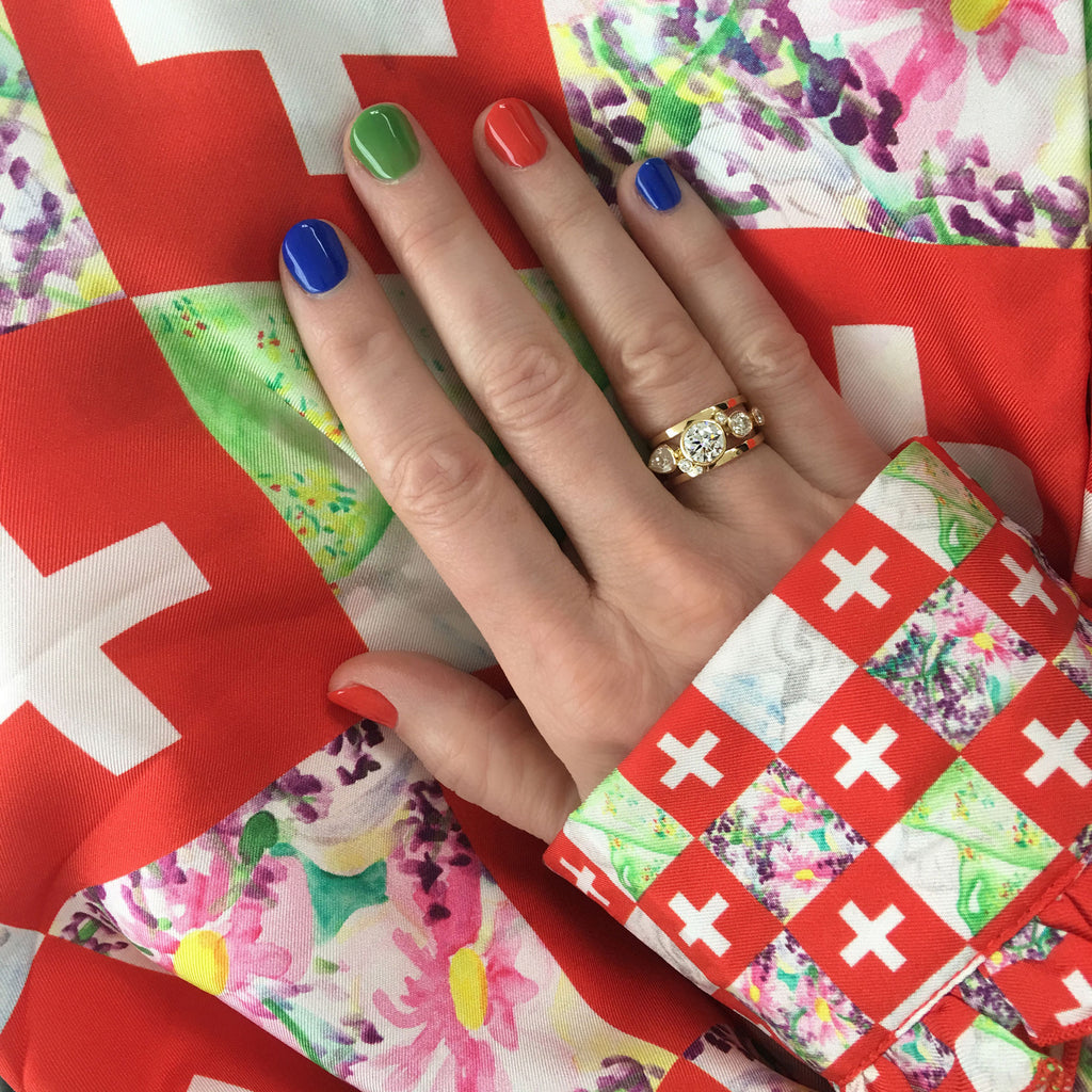 High Five 18K Gold Ring w. Diamonds